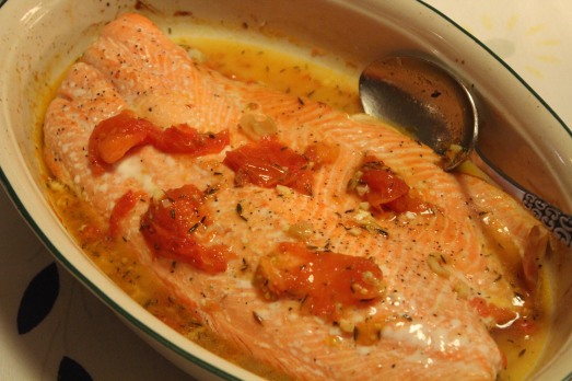 Salmon with Roast Tomatoes and Onions