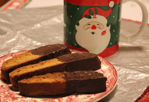 Chocolate-dipped gingerbread biscotti