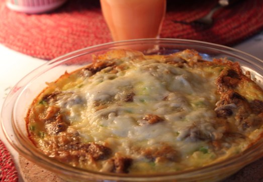 Melted cheese, and a little brown and crunchy around the edges,    YUM!