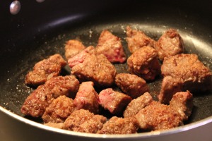 Browning the meat well is the first step in building deep beefy flavor .