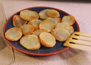 Golden brown potatoes.
