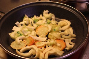 Add in the fennel and continue cooking.