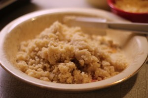 Pour crust crumbles into pie plate.