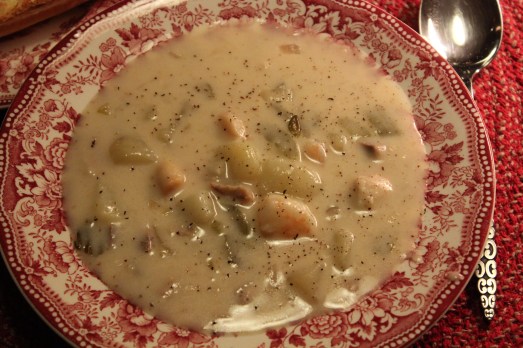 Hearty fish chowder.