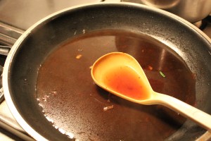Deglaze the pan with some of the beef broth.