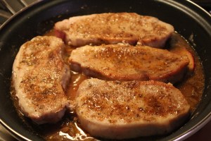 Return chops to skillet and continue cooking till done.