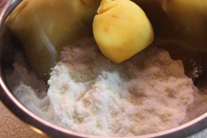 Thoroughly mix lemon zest with the sugar.