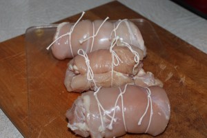 Rolled, tied and ready for browning.