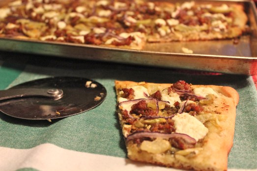 In my version, the crust was thin and crispy.