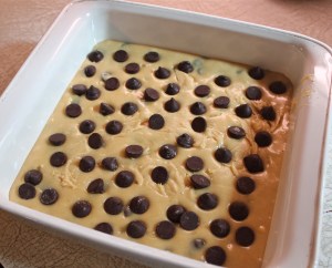 In the pan, ready for the oven.