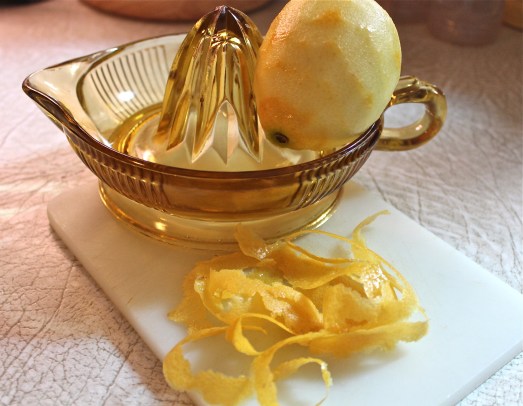 Peel the lemon very thinly to flavor the milk and squeeze the lemon for juice.