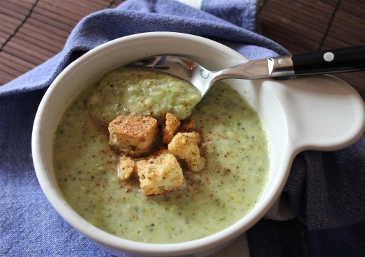 Seasoned croutons add a little crunch to an otherwise smooth soup.