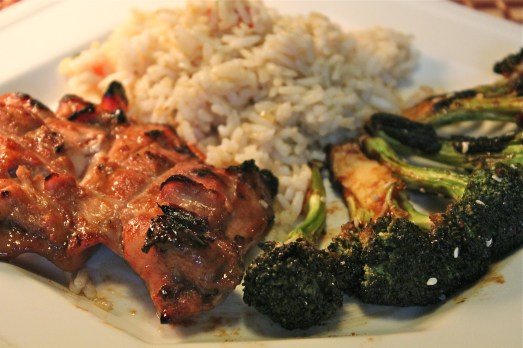 Hoisin BBQ Chicken and Broccoli with Rice Pilaf.