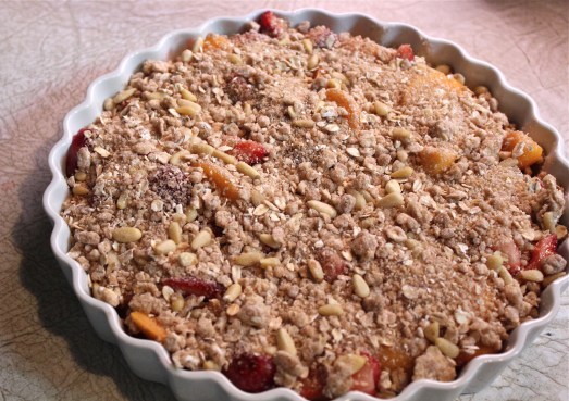 Cover with crumb topping.