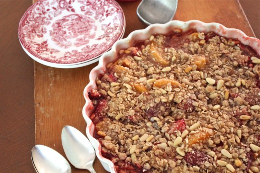 Strawberry and apricot crisp.