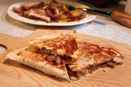 Cut the quesadillas in wedges to serve.