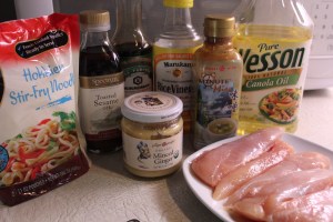 Chicken and all the seasonings are ready.