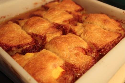 After baking, brown and flaky with a cinnamon syrup.