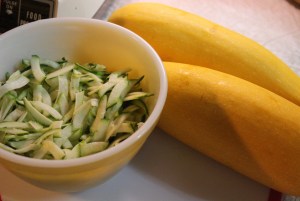 I used both yellow and green zucchini.