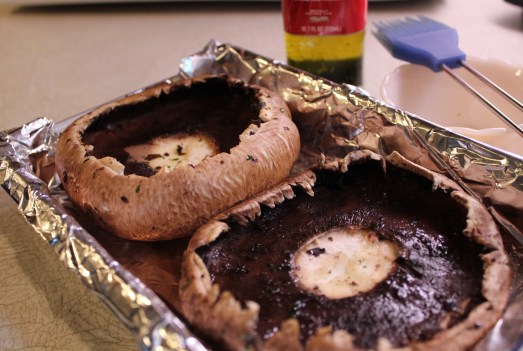 Brush caps, inside and out, with seasoned olive oil.