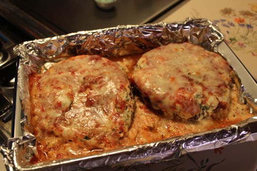 After baking:  melty, cheesy,  goodness.