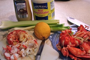  lobster, celery, scallions, lemon, and mayonaise dressing