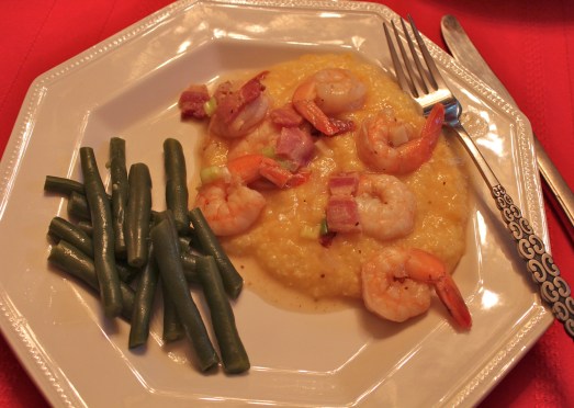 I served my shrimp and grits with green beans and a salad.