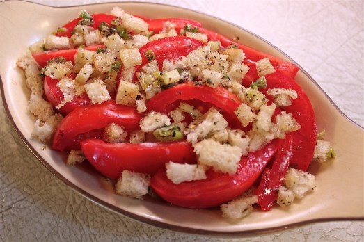 Layered in a baking dish.