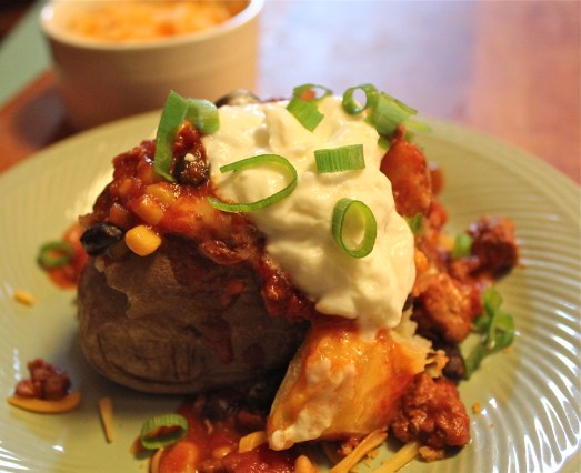 Loaded Turkey Chili Baked Potato