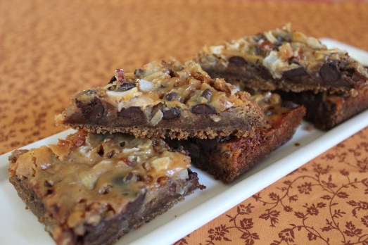 Fudgy, chewy.  I love the way all the layers blend together.