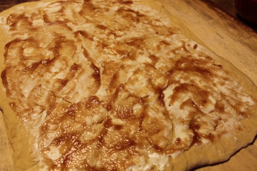 Next spread on the pumpkin or pumpkin butter, if using.