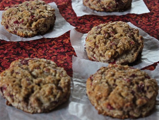Fresh cranberry and oat scones.