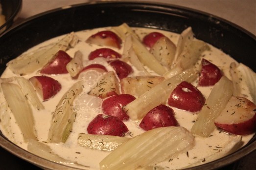 Add in the heavy cream and cook to thicken a bit.