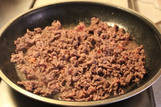 Browning up the beef.