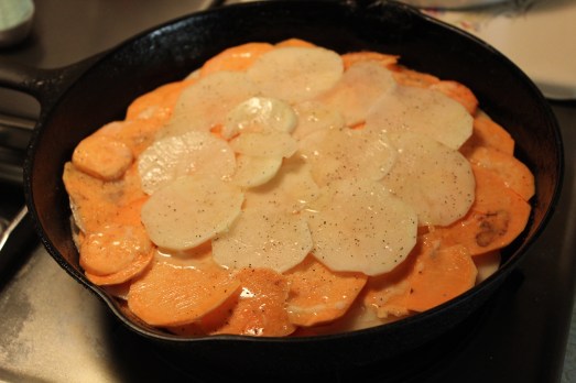 Brush each layer with butter and season well.