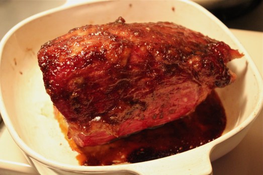 The glaze gets all melty and brown in the oven.