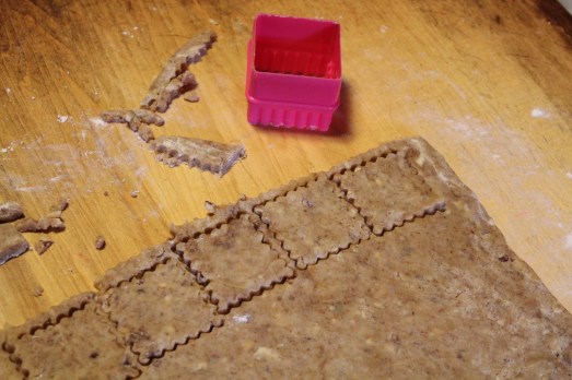 Roll out to 1/4-inch thickness, cut with cookie cutters.