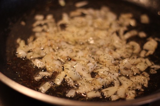 Sauté onions with thyme.