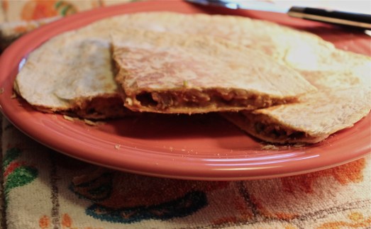 Makes a thickly filled quesadilla for a light lunch or supper.