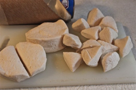 Cut each biscuit into 6 pieces.