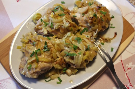 Chicken Thighs with Honey Lemon Leeks