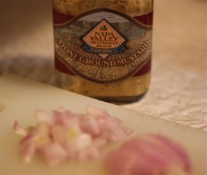 Whole-grain mustard and chopped shallots.