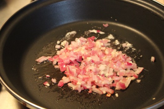 Saute the onion in butter.