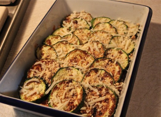 Arrange in a baking dish and top with grated cheese.