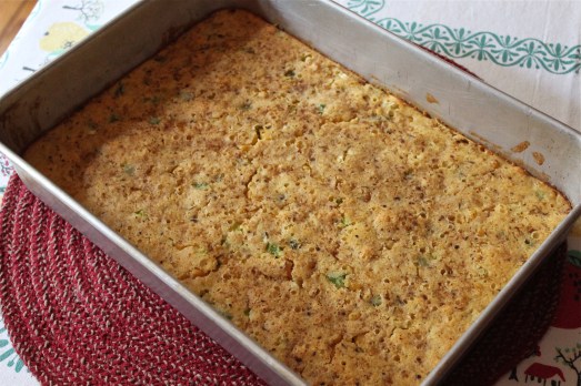 Golden brown on top, moist inside.