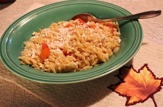 Orzo with tomatoes, (but not the spinach).