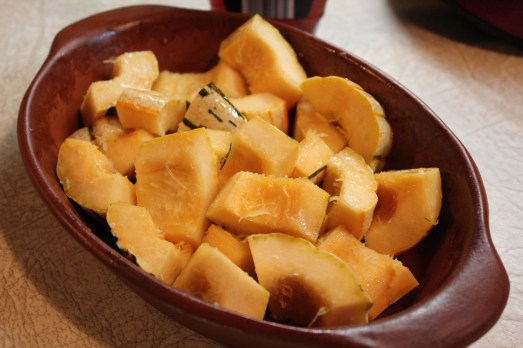 Toss with olive oil and salt and bake for 20 minutes.