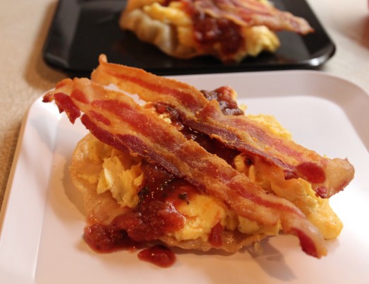 Hoevos Rancheros with Bacon and Corn Tortillas