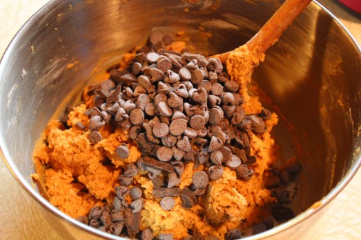 Add chocolate chips and stir into dough.