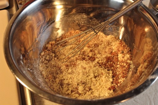 Mix brown sugar and cinnamon with reserved crumbs.